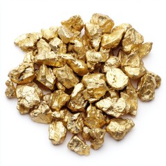 Obraz premium Golden Treasure: A glittering heap of raw gold nuggets, radiating the allure of wealth and the promise of discovery.