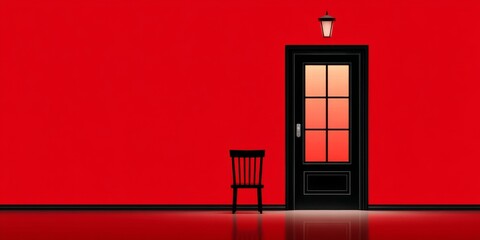 A stark visual of a red notice on a blank door silhouette