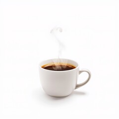 Cup of hot coffee isolated on white background