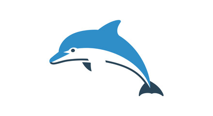 Stylized blue and white dolphin illustration on a clean white background simple aquatic life