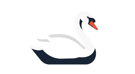 Elegant White Swan Illustration on Isolated Background with Simplified Design Elements