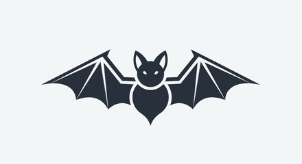 Sleek and Modern Bat Silhouette with Spread Wings Ideal for Halloween Designs