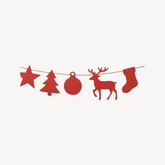 Naklejka na ściany i meble Festive red holiday garland