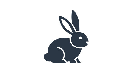 Stylish black silhouette illustration of a cute bunny rabbit on a white background