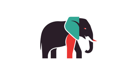 Minimalist geometric elephant logo design with unique color palette and modern appeal showcasing