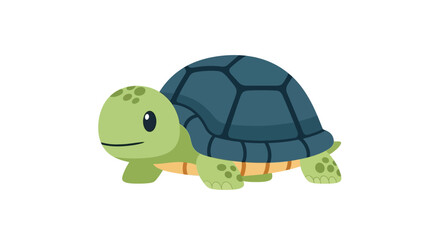 Cartoon Turtle Illustration with Geometric Shell Pattern on White Background