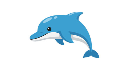 Cute and Friendly Cartoon Dolphin Illustration on a White Background, Vector Design