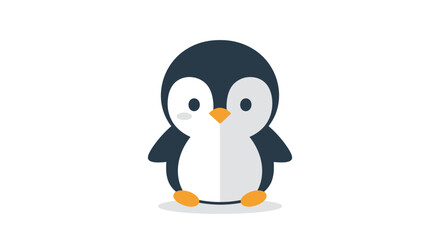Adorable cartoon penguin with minimalist design, perfect for children's illustrations and vector