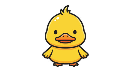 Adorable and cheerful cartoon duckling illustration with bright yellow feathers and charming