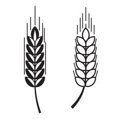 Two stylized black and white wheat ear illustrations depicting agriculture and food production