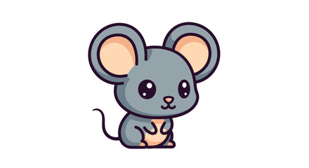 Obraz premium Adorable cartoon mouse character illustration with big ears and cute face isolated on white