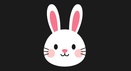 Adorable White Easter Bunny Illustration with Pink Accents on Dark Background