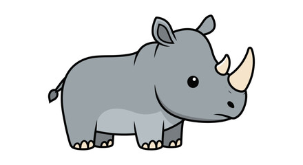 Cartoon Rhinoceros Illustration with a Gentle Expression for Children's Content