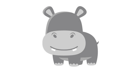 Adorable grey hippopotamus cartoon illustration on a clean white backdrop visual delight