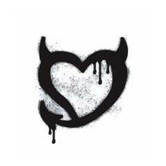 A love horn icon with sprayed graffiti isolated on a white background. A love horn icon with sprayed graffiti in black on white. Vector illustration.