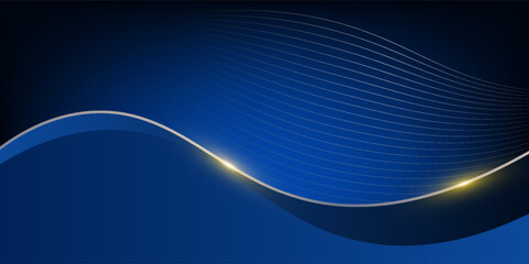 Vector abstract, blue black color background, luxury wave gold line pattern, Illustration modern graphic design for invite, premium, Vip template, business banner or futuristic