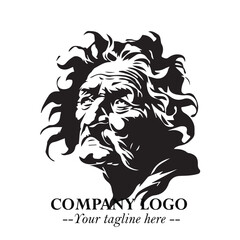 Elegant Old Woman Logo Symbol in Black on White Background with Classic and Minimalist Design