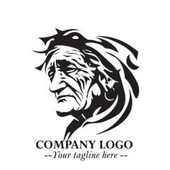 Elegant Old Woman Logo Symbol in Black on White Background with Classic and Minimalist Design