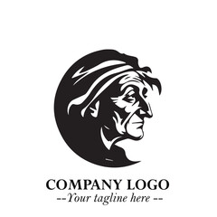 Elegant Old Woman Logo Symbol in Black on White Background with Classic and Minimalist Design