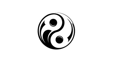 A captivating black and white illustration of the Yin and Yang symbol representing balance