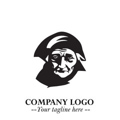 Elegant Old Woman Logo Symbol in Black on White Background with Classic and Minimalist Design