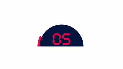 Circular speedometer style digital countdown animation with a rotating progress bar and numeric timer at the center. 30 second countdown in 4K with alpha motion. - Powered by Adobe