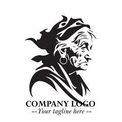 Elegant Old Woman Logo Symbol in Black on White Background with Classic and Minimalist Design