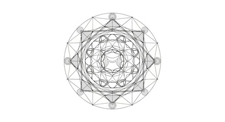 Geometric abstraction featuring complex intersecting lines and shapes for design