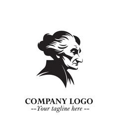 Elegant Old Woman Logo Symbol in Black on White Background with Classic and Minimalist Design