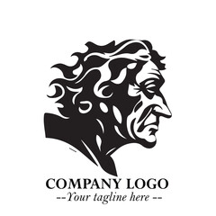 Elegant Old Woman Logo Symbol in Black on White Background with Classic and Minimalist Design