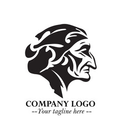 Elegant Old Woman Logo Symbol in Black on White Background with Classic and Minimalist Design