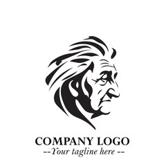 Elegant Old Woman Logo Symbol in Black on White Background with Classic and Minimalist Design