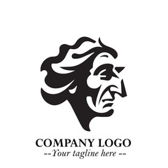 Elegant Old Woman Logo Symbol in Black on White Background with Classic and Minimalist Design