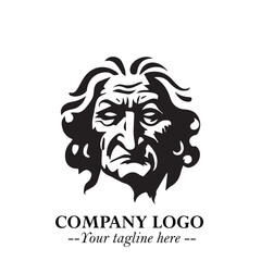 Elegant Old Woman Logo Symbol in Black on White Background with Classic and Minimalist Design