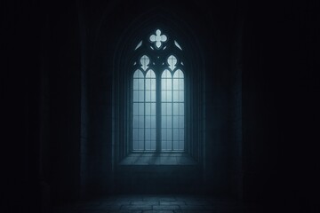 Obraz premium Gothic window with mystical ambiance.