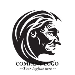 Elegant Old Woman Logo Symbol in Black on White Background with Classic and Minimalist Design