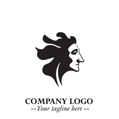 Elegant Old Woman Logo Symbol in Black on White Background with Classic and Minimalist Design