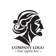 Elegant Old Woman Logo Symbol in Black on White Background with Classic and Minimalist Design