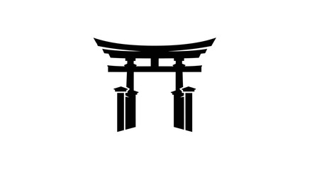 Iconic silhouette of a traditional Japanese Torii gate symbolizing passage and spirituality
