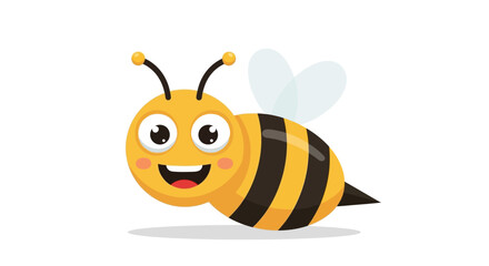 Cute cartoon bee illustration featuring a happy face and stripes, perfect for children's designs
