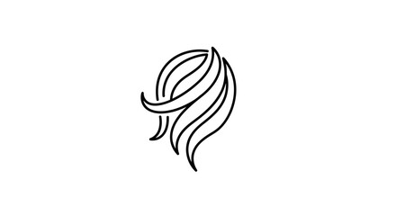 Obraz premium Elegant minimalist line art logo depicting flowing hair or plant leaves illustration