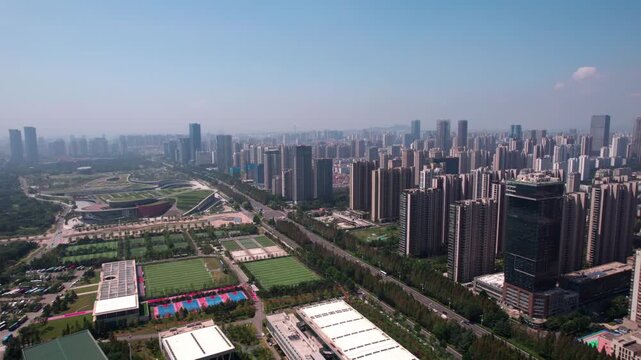 Aerial view of the skyline of Hefei, China