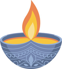 burning candle in bowl vector illustration design