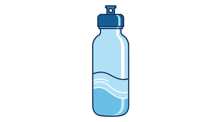 Illustration of a reusable water bottle with a blue cap and water level line graphic