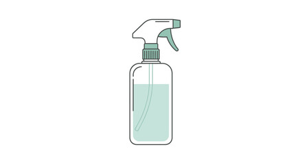 Illustration of a Cleaning Spray Bottle with a Transparent Body and Green Liquid
