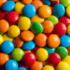 Close-up shot of a colorful candy assortment with various bright hues