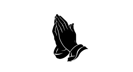 Silhouette illustration of praying hands symbolizing faith and hope on white background