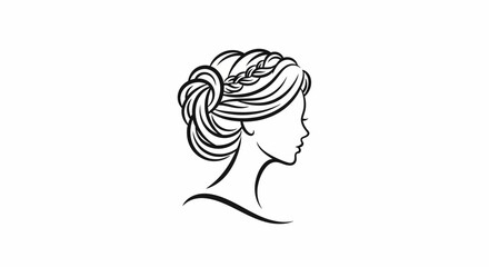 Elegant hairstyle illustration featuring a woman with a braided updo design element