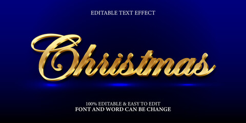 Christmas text effect with editable gold 3d calligraphy font style
