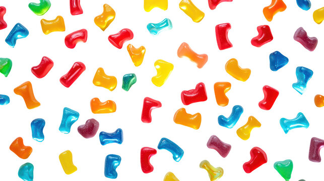 Rainbow Colored Gummy Candy Letters and Numbers on Transparent Background - Powered by Adobe